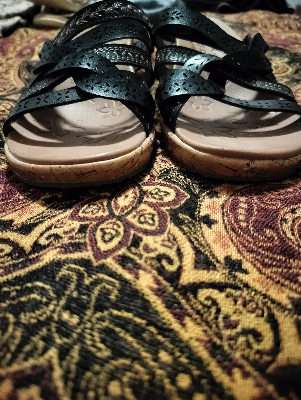 Skechers Cali Black Multi-Strap Luxe Foam Slide Sandals - Picture 4 of 6